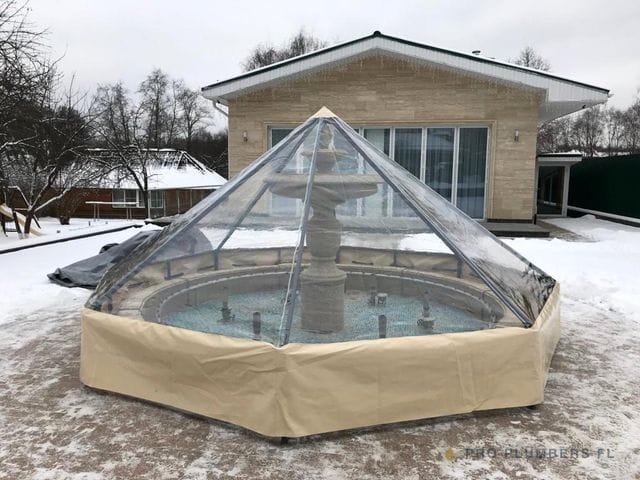 Tiered fountain under a winterization dome — portfolio —