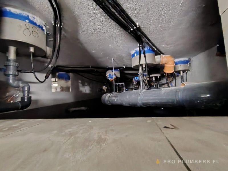 Commercial mechanical room — pump and manifold installation —