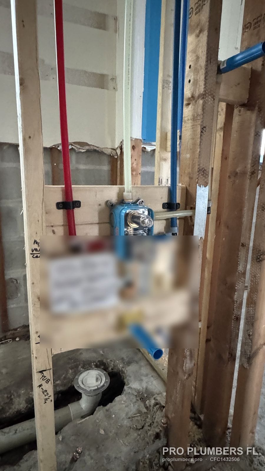 Shower valve rough-in with PEX-A piping ready for inspection in Belleair Beach, Florida by PRO PLUMBERS FL, LLC (licence CFC1432506)