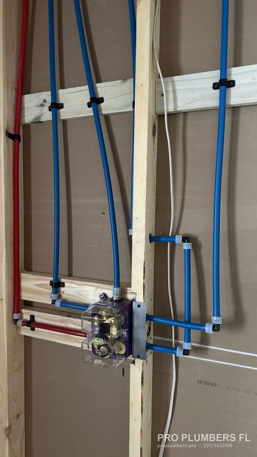 Thermostatic shower valve with PEX-A lines to multiple shower outlets in St. Petersburg, Florida by PRO PLUMBERS FL, LLC (licence CFC1432506)