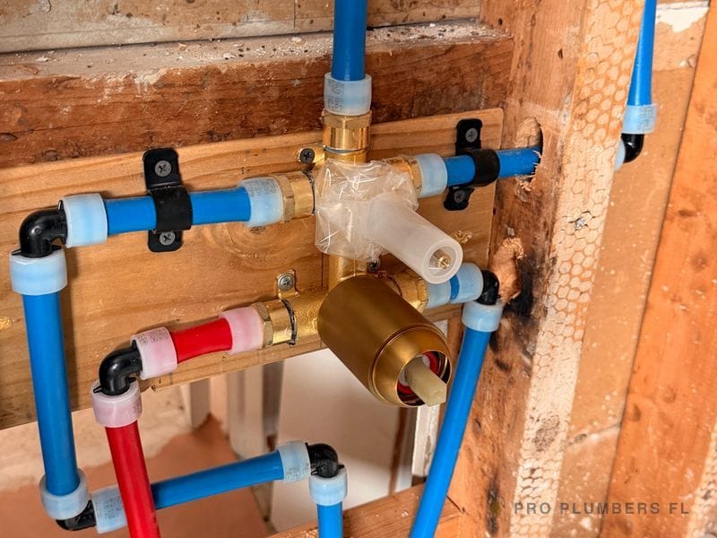 PEX repipe — new shower valve rough-in — Clearwater, FL