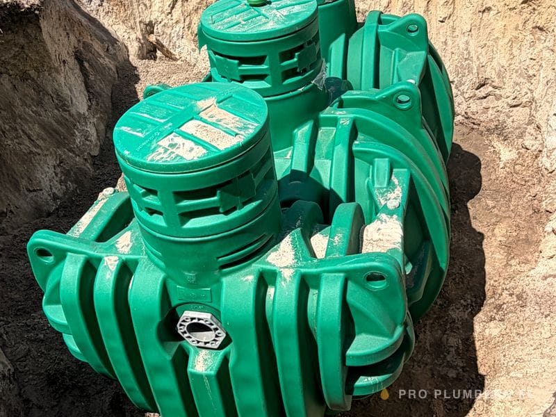 Septic tank set in the excavation — Land O' Lakes, FL