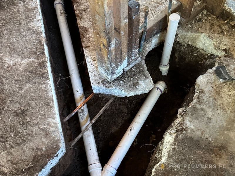 Under-slab water and drain line replacement — Tampa, FL
